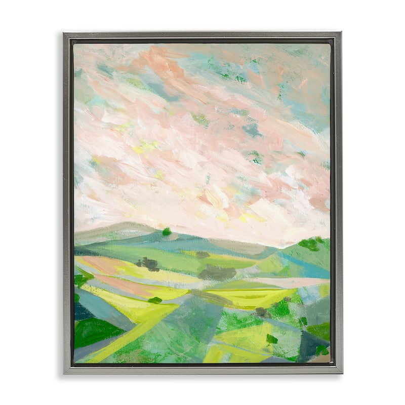 Stupell Vibrant Green Hills Landscape Framed Floater Canvas Wall Art Design By Ashley Davis - 17 x 21 - Grey