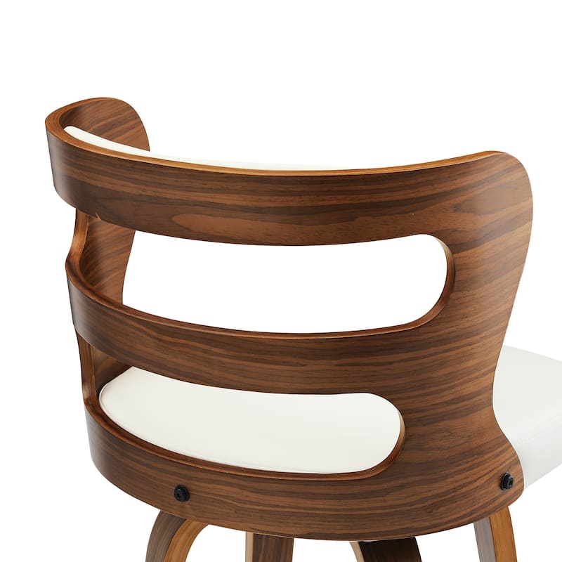 LUE BONA 26"H Modern Walnut Swivel Counter Height Stools, Bar Stools with Backs Set of 3 - 26" H
