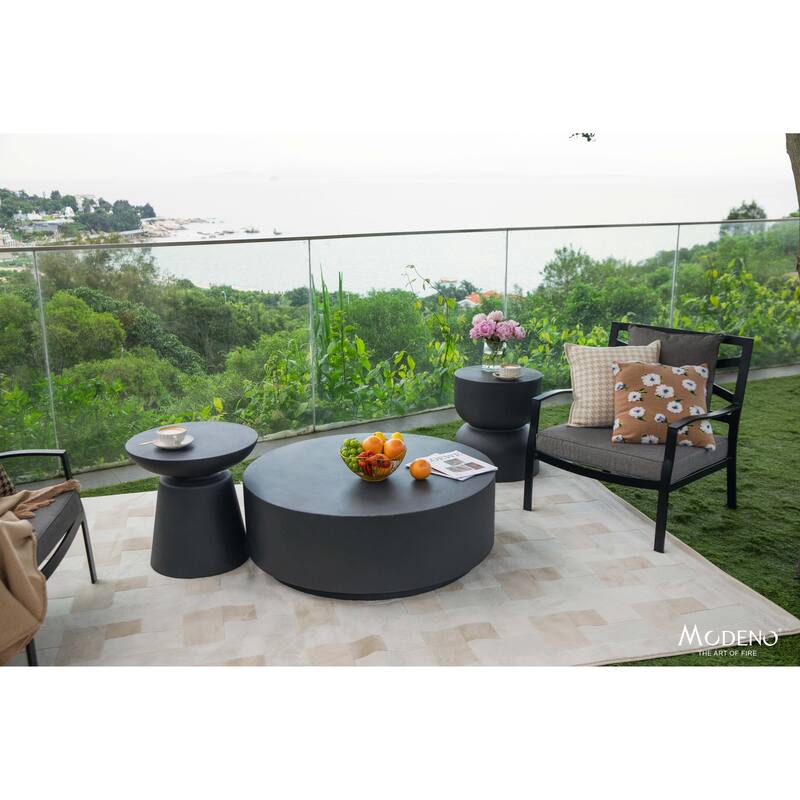 Elementi Home Rome 40" Round Concrete Coffee Table