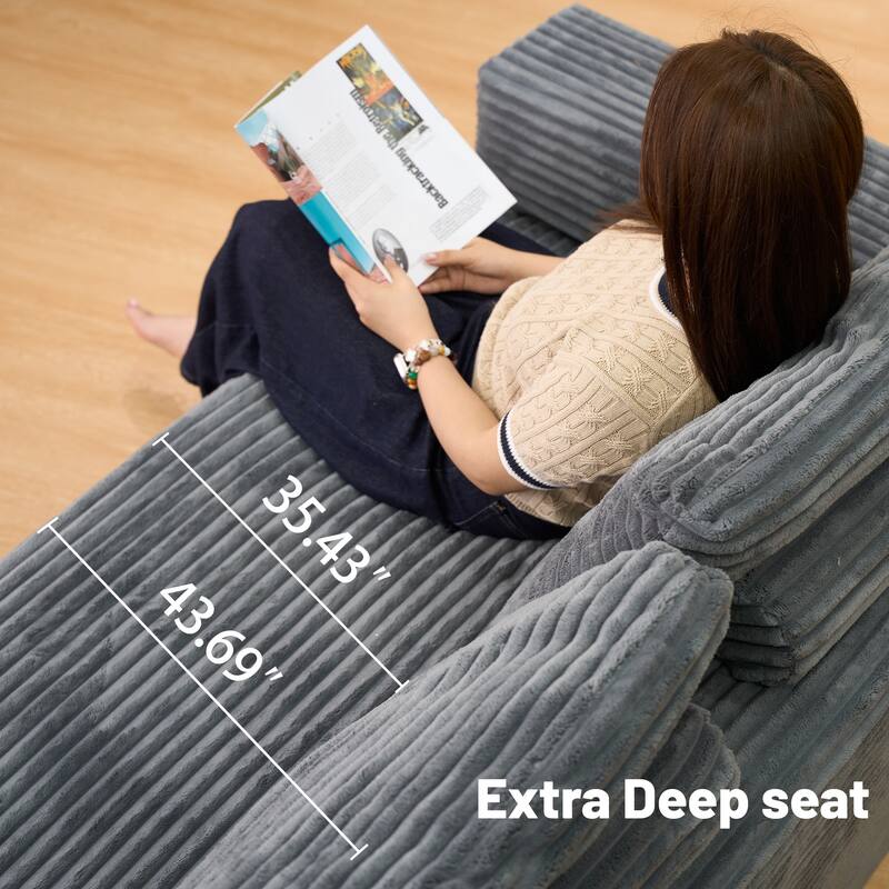 Pet Friendly Corduroy Sleeper Sofa Bed Modular U-Shaped Sectional Sofa with Chaise Lounge, Floor Standing Couch with Pillows