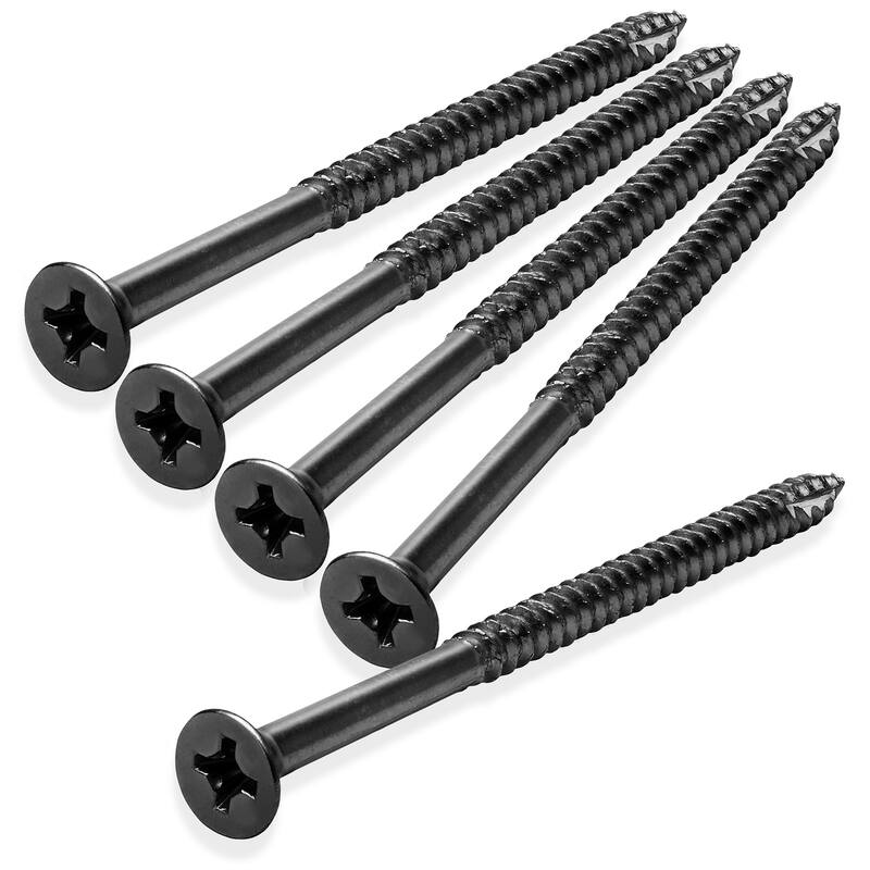 Wood Screws 9 x 3in for Door Hinges 25 pack - Black