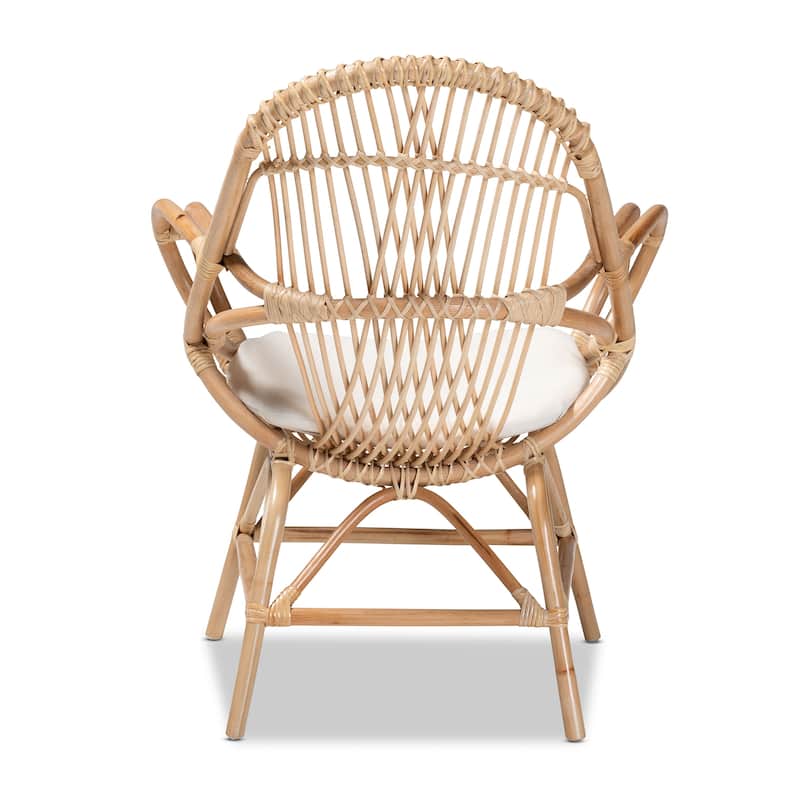 Jayden Bohemian Upholstered Rattan Accent Chair-Natural Brown/White