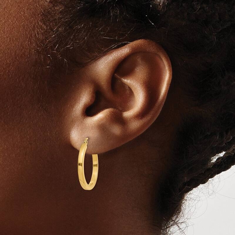 Curata 14k Yellow Gold Polished 2mm Squared Tube Hoop Earrings - 20mm-55mm