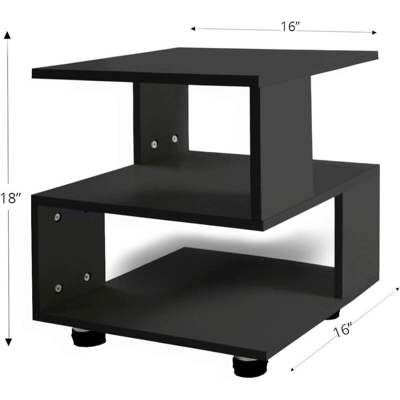 Tatami Magic Cube Nightstands with Classic Modern 2-Tier Rectangle Hollow Design