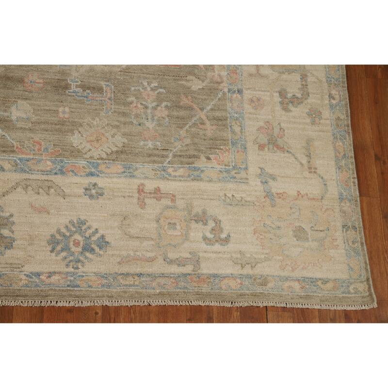 Vegetable Dye Oushak Turkish Rug Hand-Knotted Wool Carpet - 8'1"x 10'0"