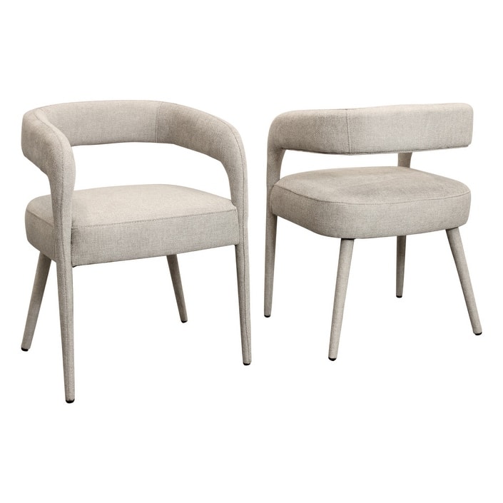 HomeRoots Set of Two Ivory Upholstered Linen Open Back Dining Side Chairs - 21 in. x 28 in. x 22 in.