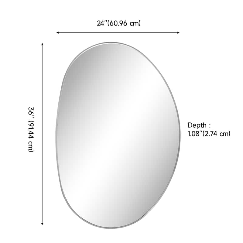JONATHAN Y Aurelia Medium Irregular Oval Metal Framed Wall Mounted Mirror - 36 H x 24 W x 1.08 D