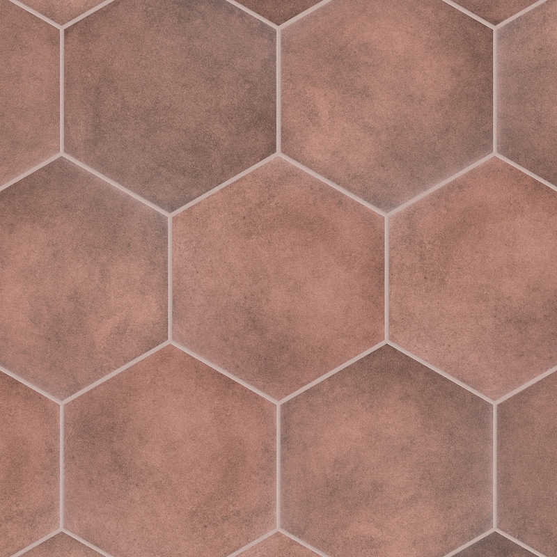 Merola Tile Matter Hex Red 7-7/8" x 9" Porcelain Floor and Wall Tile
