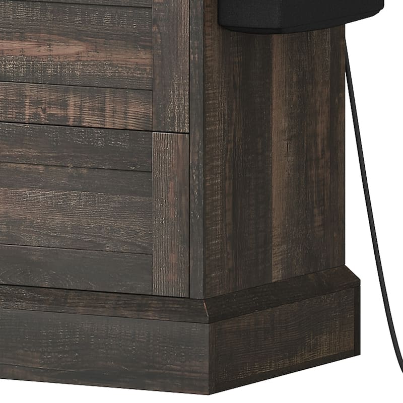 Farmhouse 6 Drawer Dresser, TV Stand, Chest of Drawers With Charger Station And Side Pocket