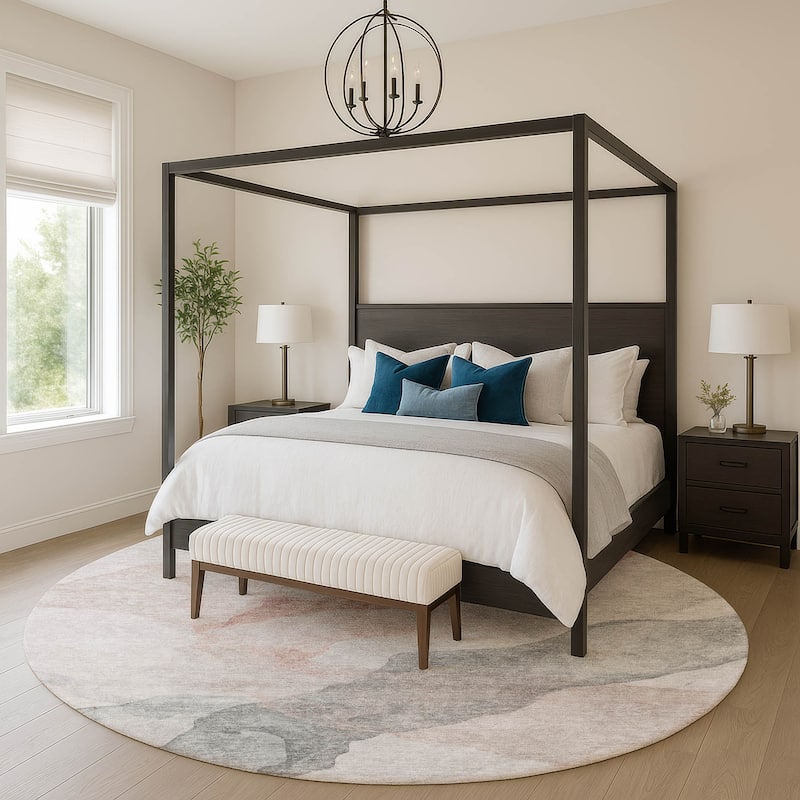 Premium Washable Super Soft Contemporary Fizal Mayfield Rug - Salmon - 8' x 8'