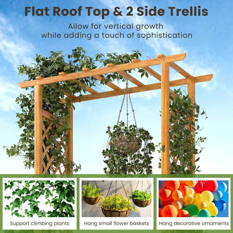 Costway 1/2 PCS 70” Wooden Raised Garden Bed with Lattice Trellis,