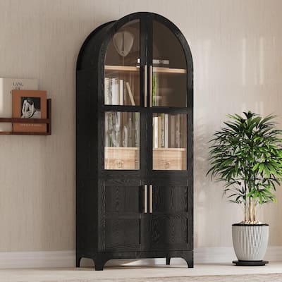 71" Tall Arched Kitchen Pantry Cabinet with Door Shelves