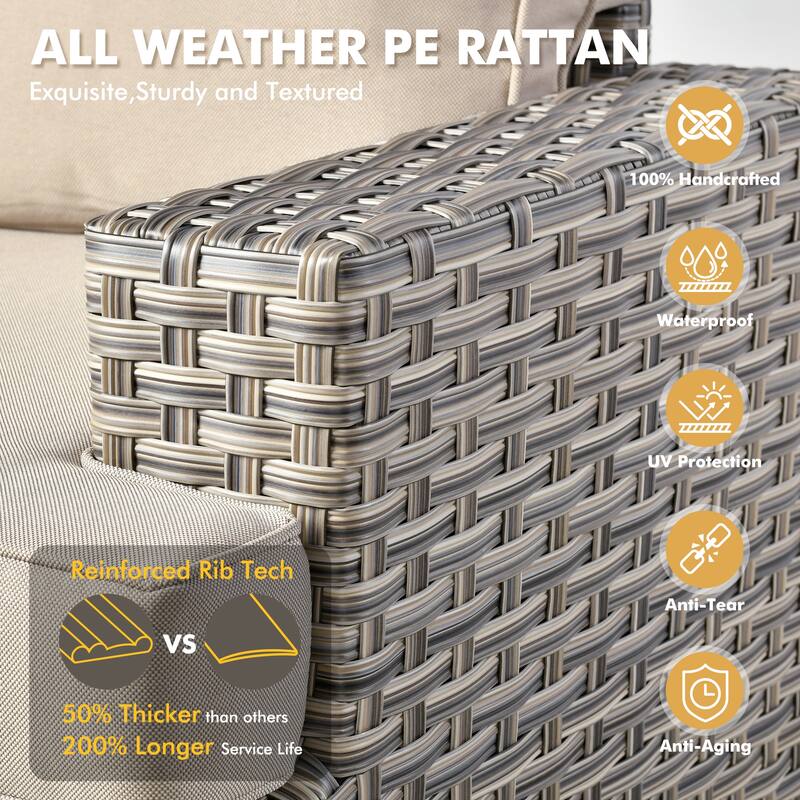 XIZZI 9-piece Outdoor Patio Wicker Furniture Swivel Chair Set