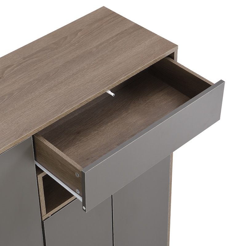 2-in-1 Shoe Cabinet with Padded Bench, Narrow Freestanding Shoe Storage Organizer for Entryway or Hallway