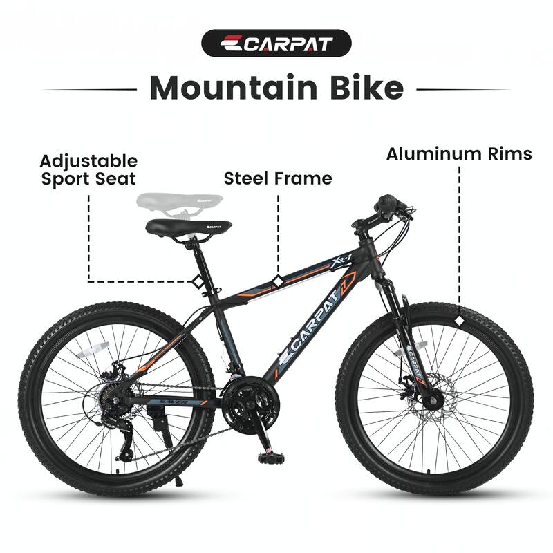 24 Inch Shimano 21 Speed Mountain Bicycle with Daul Disc Brakes