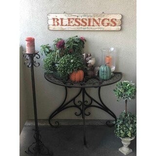 Safavieh Outdoor Living Rustic Annalise Rustic Brown Iron Accent Table - 35.5" x 18.5" x 29.3"