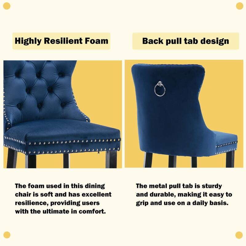 Contemporary Velvet Upholstered Counter Bar Stools Set of 4