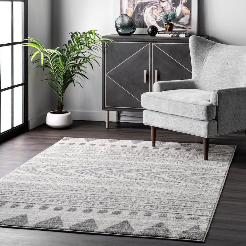 Nuloom Geometric Modern Stripes Faded Area Rug - 5' x 7'5" - Grey - Rectangle
