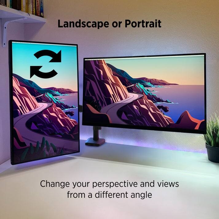 ProMounts Landscape to Portrait Double Monitor Arms for 13" to 32" Screens Holds up to 17.6 lbs