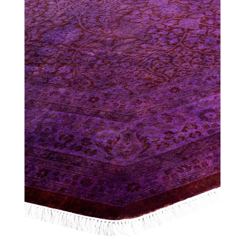 Fine Vibrance One-of-a-Kind Hand-Knotted Area Rug - Purple, 8' 1" x 8' 1" - 8' 1" x 8' 1"