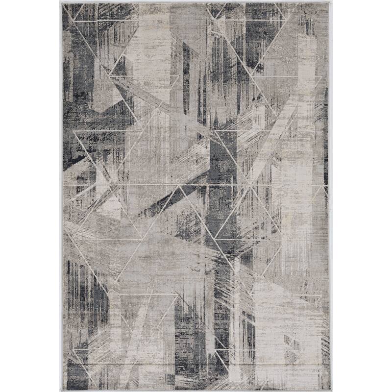Carson Carrington Hartvien Distressed Lines Rug - 2'2" x 7'6" Runner - Silver