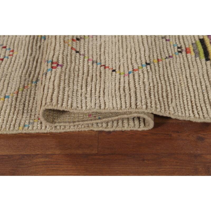 Geometric Trellis Moroccan Area Rug Handmade Wool Carpet - 6'9"x 10'5"
