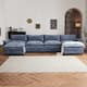 Option Blue Chenille 4 Seater 2 Ottoman