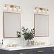 preview thumbnail 3 of 9, Coney Modern Gold 4-Light Cone Glass Bathroom Vanity Lights Wall Sconces - Antique Brushed Gold - 31.5'' L x 6.7'' W x 10.6'' H