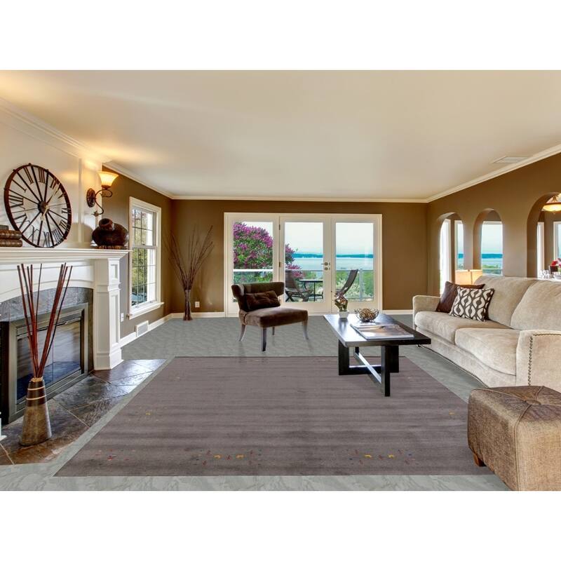 Hand Knotted Oriental 100% Wool Carpet Tribal Tribal Greys & Charcoal Gabbeh Area Rug - 10' 2'' X 8' 4''
