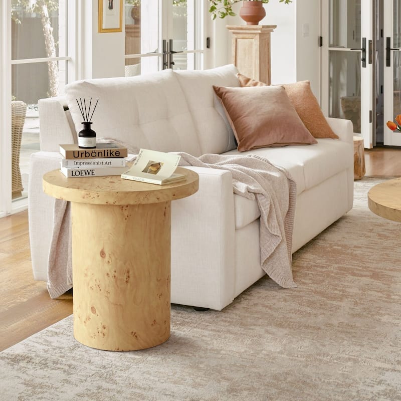 25"Height Burl Wood Side Table