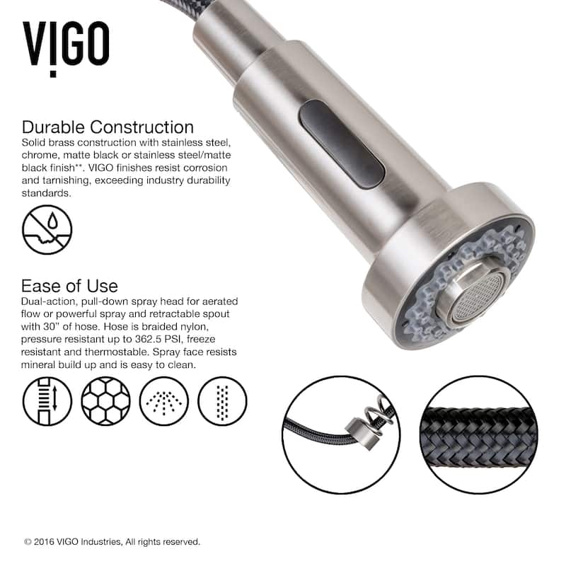 VIGO Edison 19" H Single Handle Pull-Down Sprayer Kitchen Faucet