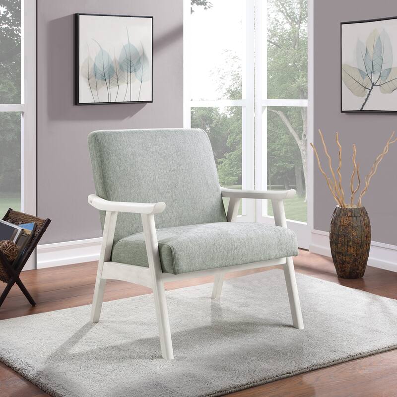 Weldon Mid-Century Fabric Upholstered Chair - Smoke Fabric with Antique White Frame