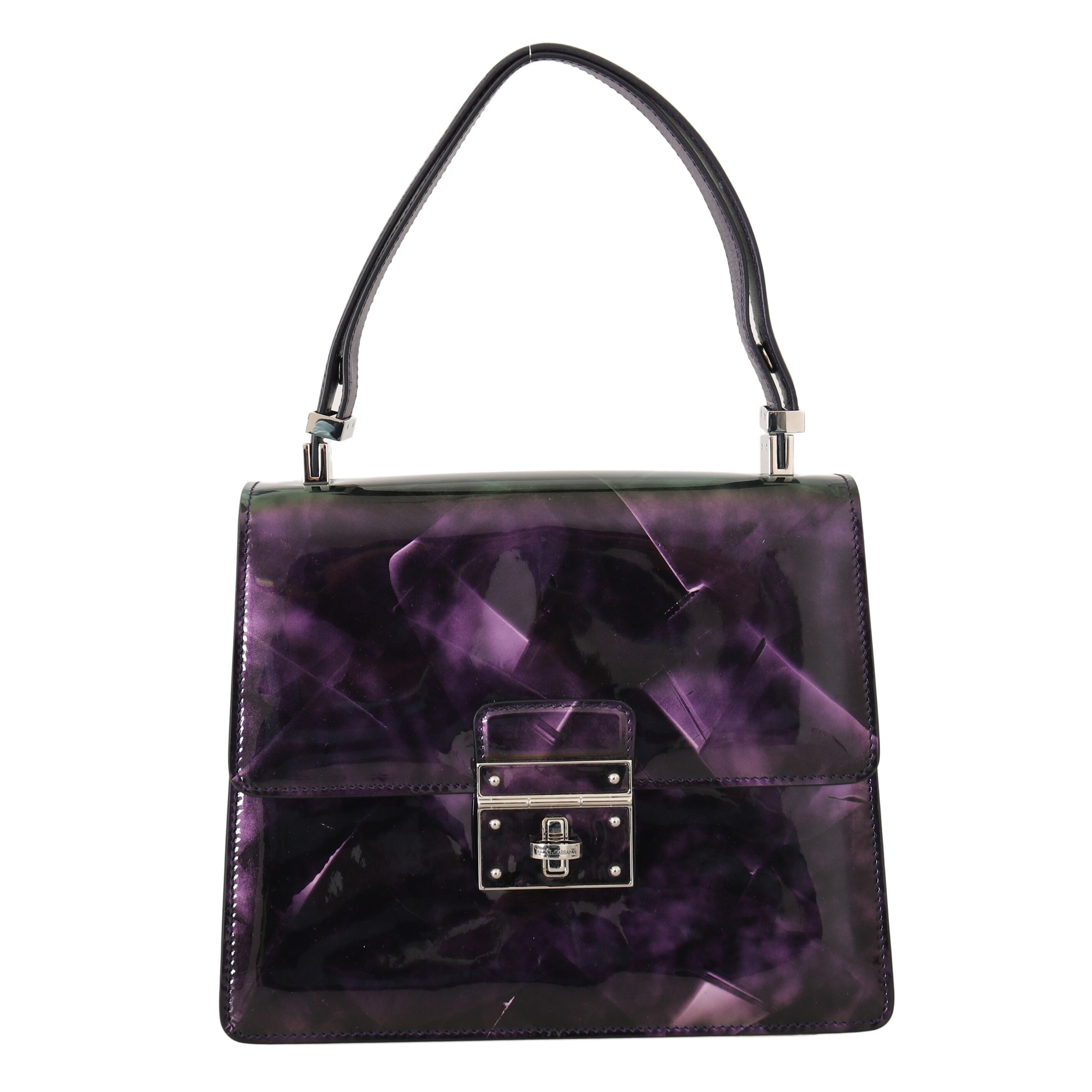 purple patent leather purse