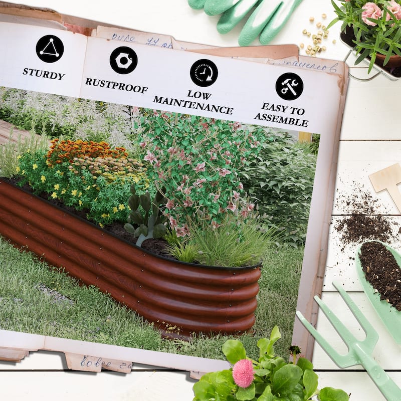 Outsunny 7.9' x 2' x 1.4' Galvanized Raised Garden Bed Kit, Outdoor Metal Elevated Planter Box