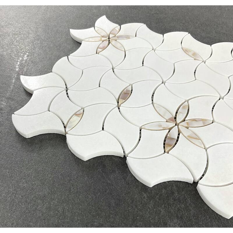 Blossom Thassos White Marble Waterjet Mosaic Wall And Floor Tiles - 1 Case (10 Sheets)