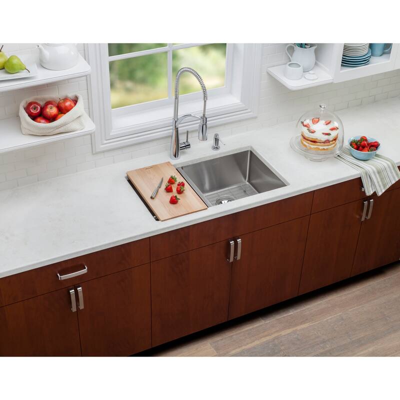 Elkay Single Basin Hardwood Cutting Board Designed to Fit all