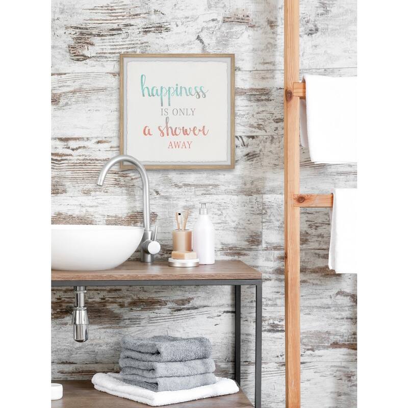 Shower Art Print - Contemporary Bathroom Wall Decor - Happiness In Shower Framed Painting