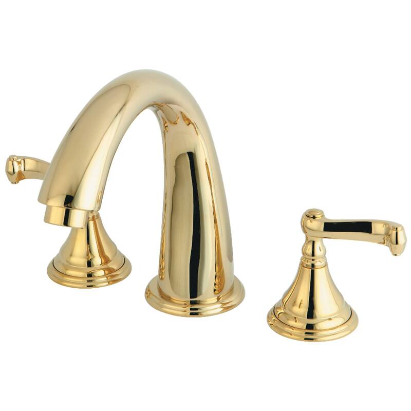 Kingston Brass Royale Widespread Deck Mounted Roman Tub Filler with - Polished Brass