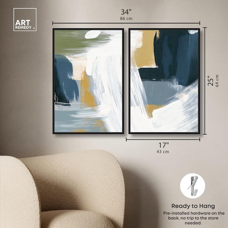 Textured Greens III Canvas Set of 2 by Art Remedy