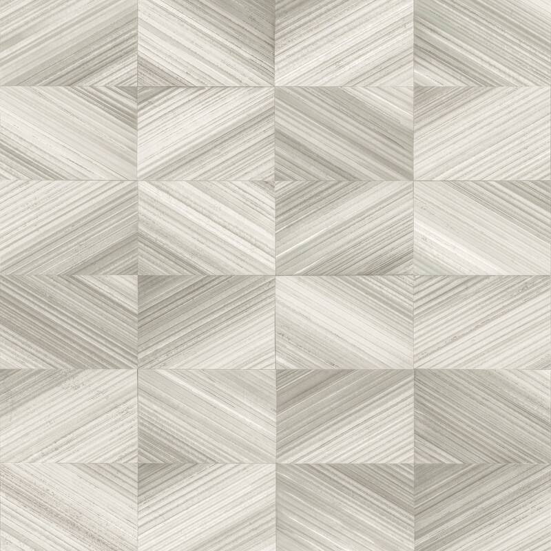 Brewster Stratum Taupe Geometric Faux Wood Wallpaper - 20.5in x 396in x 0.025in