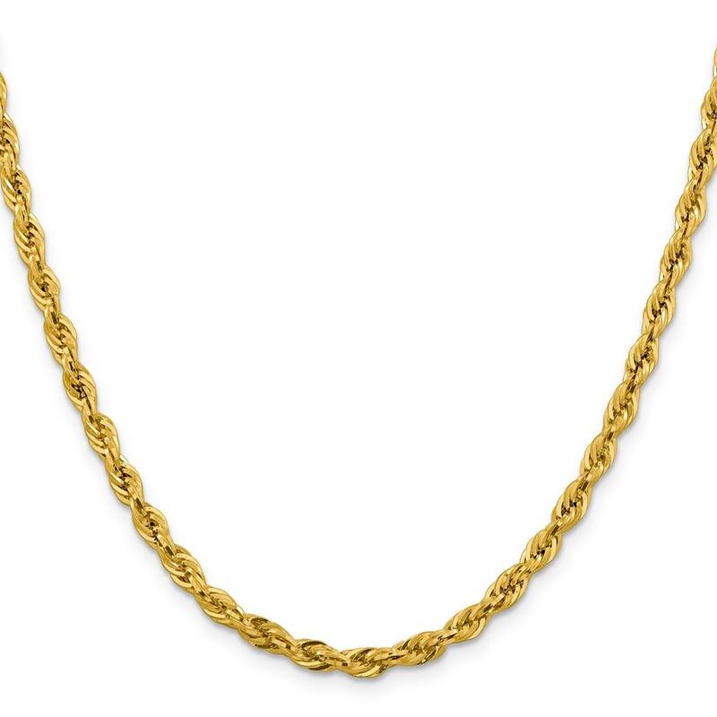 Curata 10k Yellow Gold 4.25mm Semi-solid Rope Chain Necklace (Lobster) Options: 16 18 20