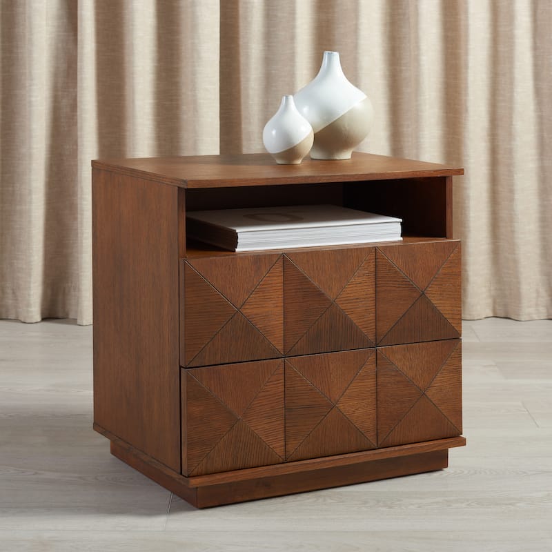 SAFAVIEH Couture Dzidra 2-Drawer Nightstand - Walnut