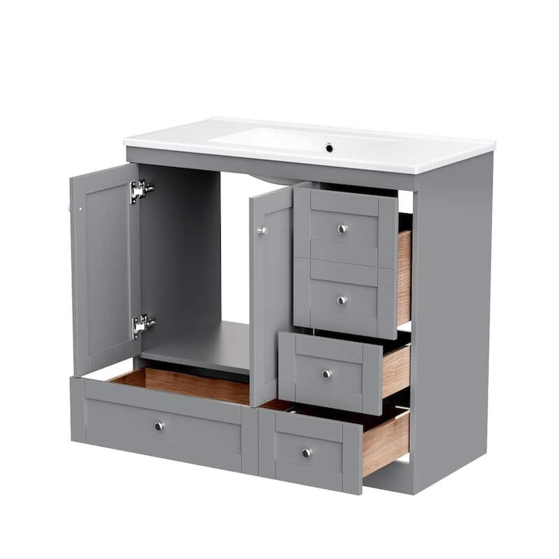 36" Shaker Style Free-Standing Bathroom Vanity Cabinet by Harper&Bright Designs
