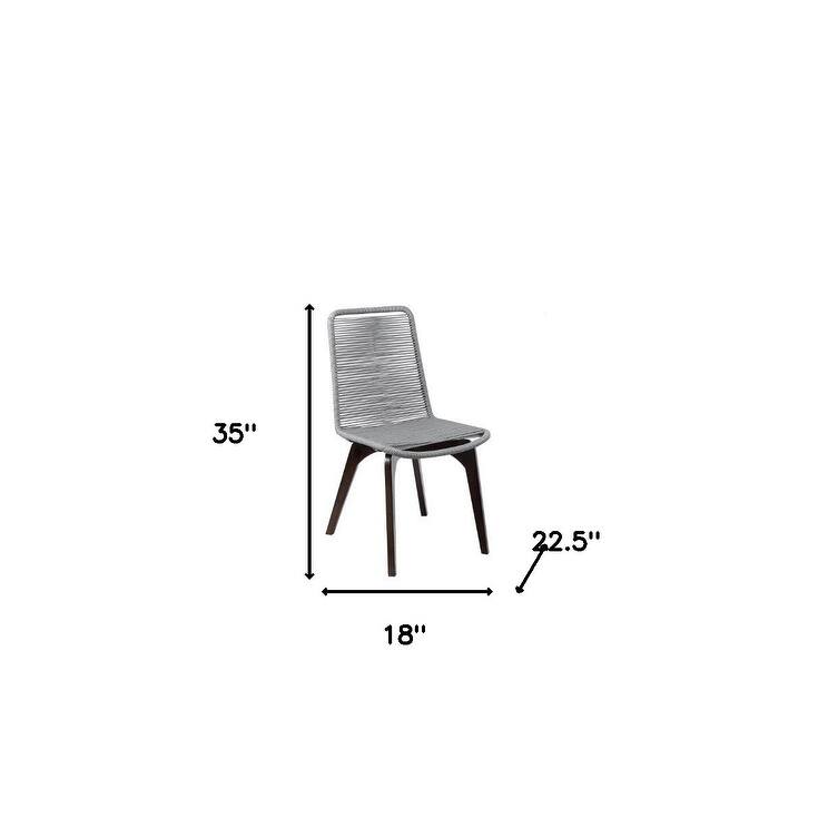 Set of Two 18" Silver Solid Wood Outdoor Dining Chair