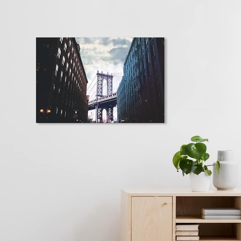 Wynwood Studio Canvas Architecture and Buildings Dumbo Brooklyn Blue and Modern & Contemporary Wall Art Canvas Print - 20 x 30