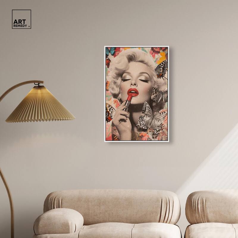 Iconic Lady Butterfly Collage Canvas by Art Remedy