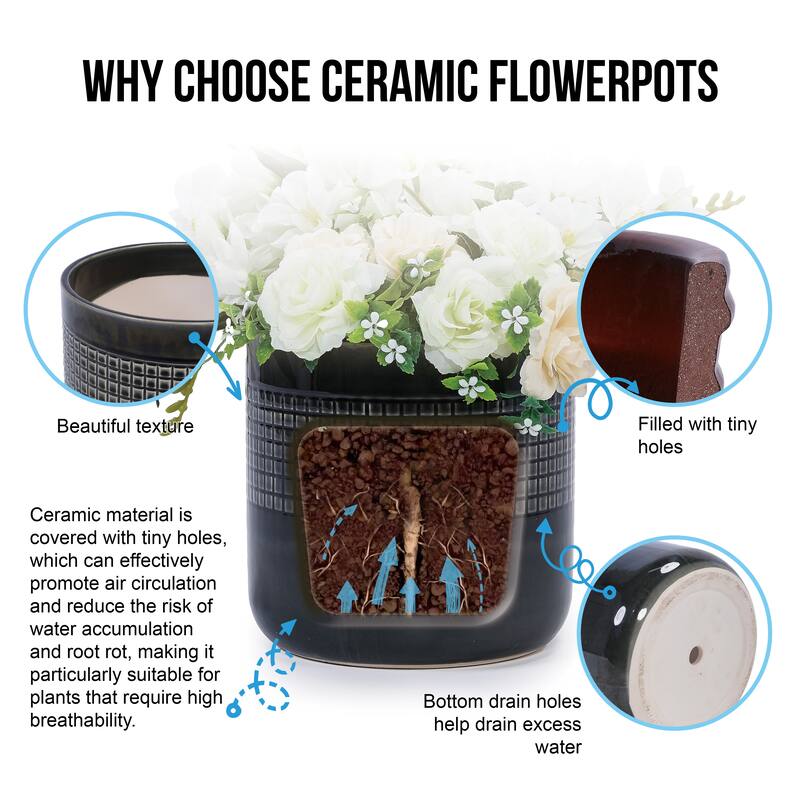 Handmade Ceramic Planters Pot, for Succulents Herbs and Small Plants