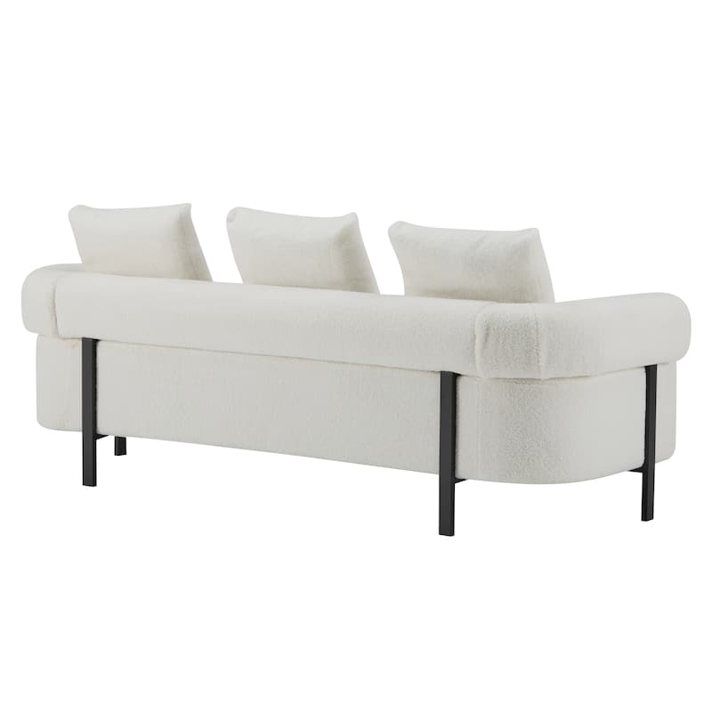 78" Modern 3-Seater Sofa Couch, Upholstered Sofa with Rolled Armrests & 3 Plush Pillows, Comfy Couch for Living Room, Bedroom