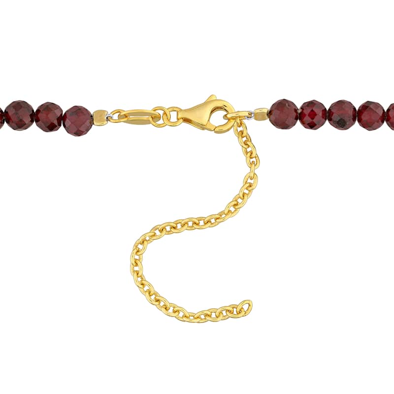 Miadora 16ct TGW Fancy-Cut Garnet Facetted Bead Necklace Yellow Silver-17+2 in.
