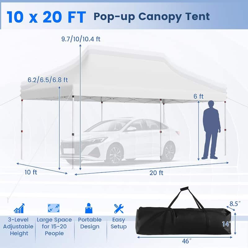 10 x 20 FT Pop-up Canopy Tent Waterproof Folding Party Canopy